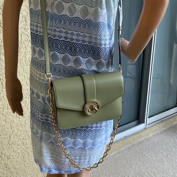 Michael Kors Carmen Medium Monogram Flap Crossbody Convertible Shoulder Bag - Picture 16 of 16